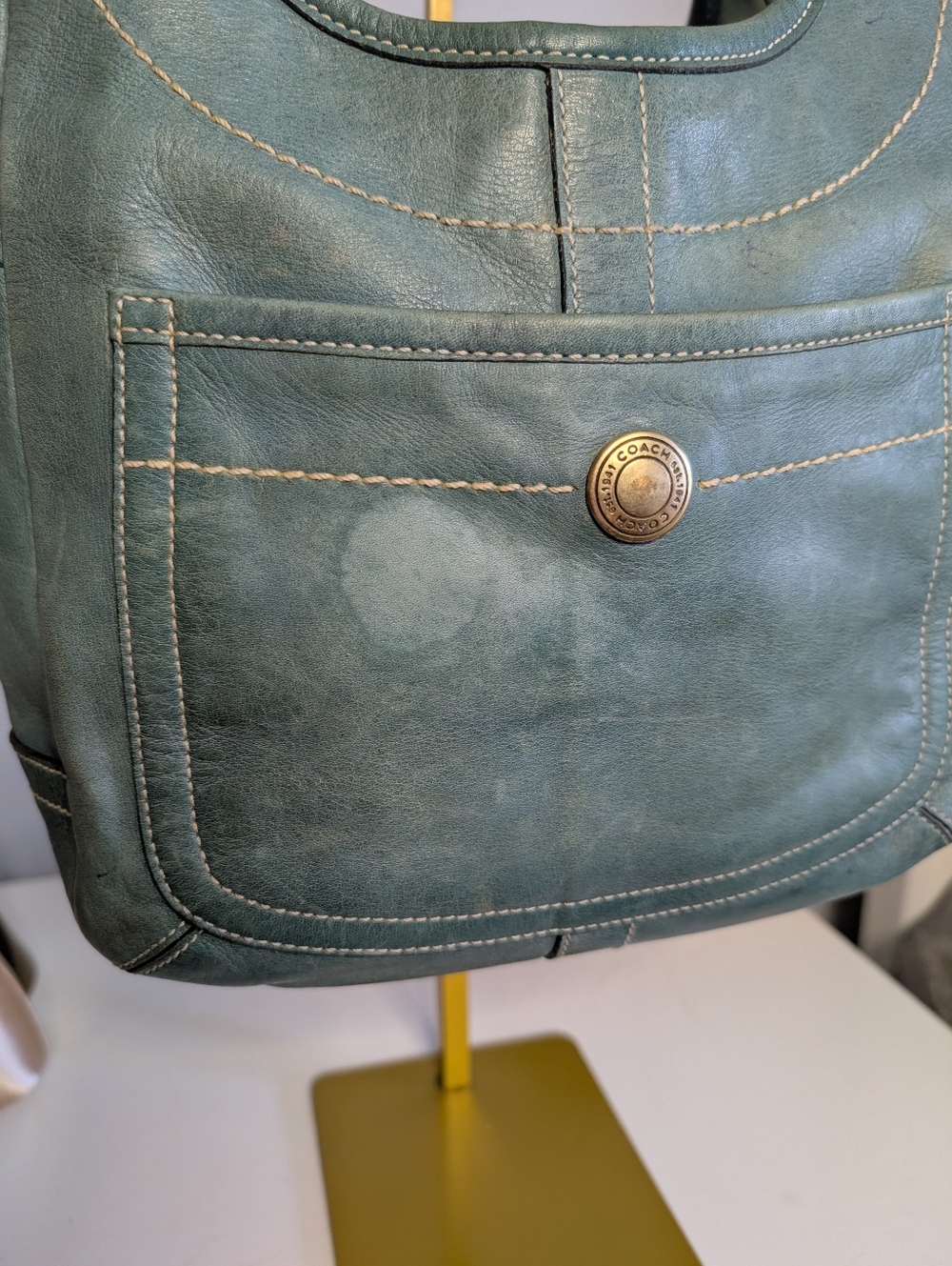 Coach Vintage 2006 Legacy Ergo Teal Leather Tote, Fair Condition - Picture 3 of 16